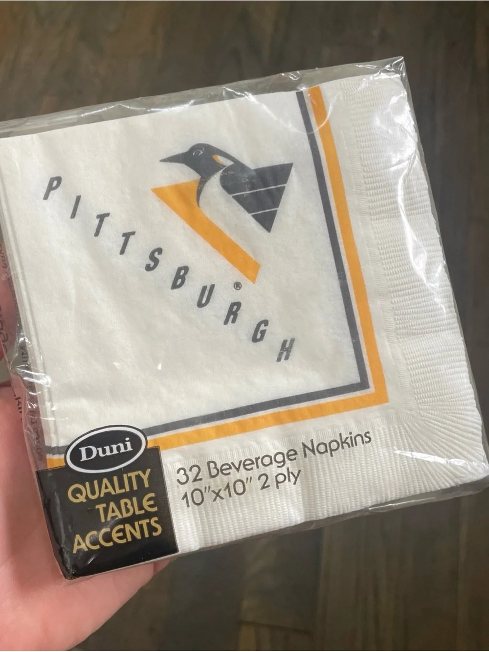 Vintage 90s Pittsburgh Penguins Hockey 32 Beverage Bar Napkins New Package Duni